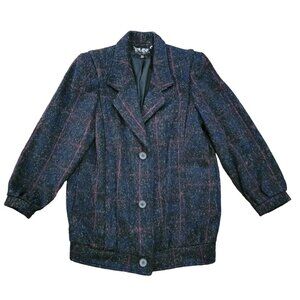 Vintage Elco Wool Winter Coat Womens Small 80s Retro Dark Academia Grunge